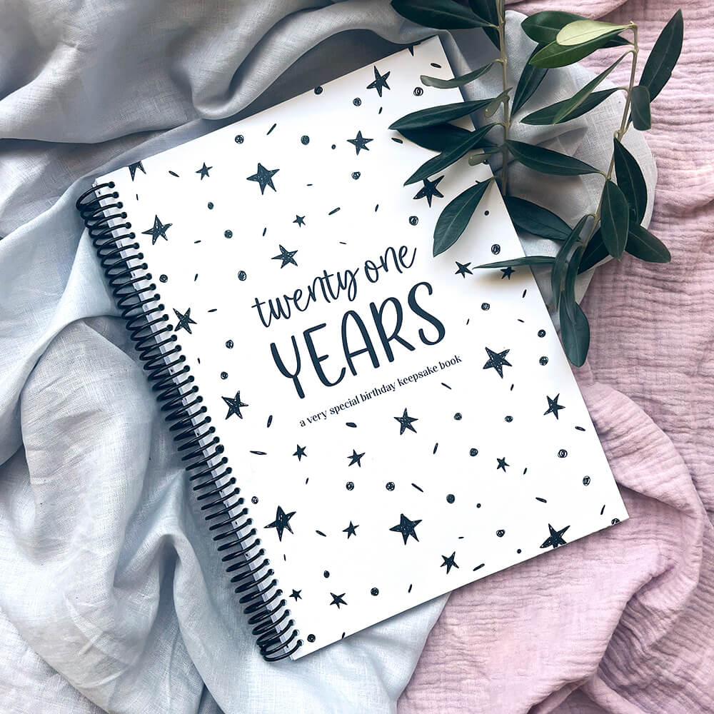 '21 Years' Birthday Keepsake Book.