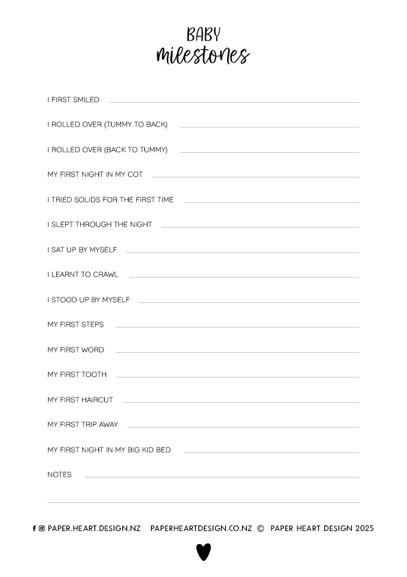 Free Printable Baby Milestone Tracker | First-Year Milestones