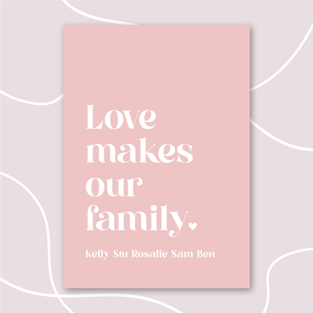 Love makes our family personalised family print