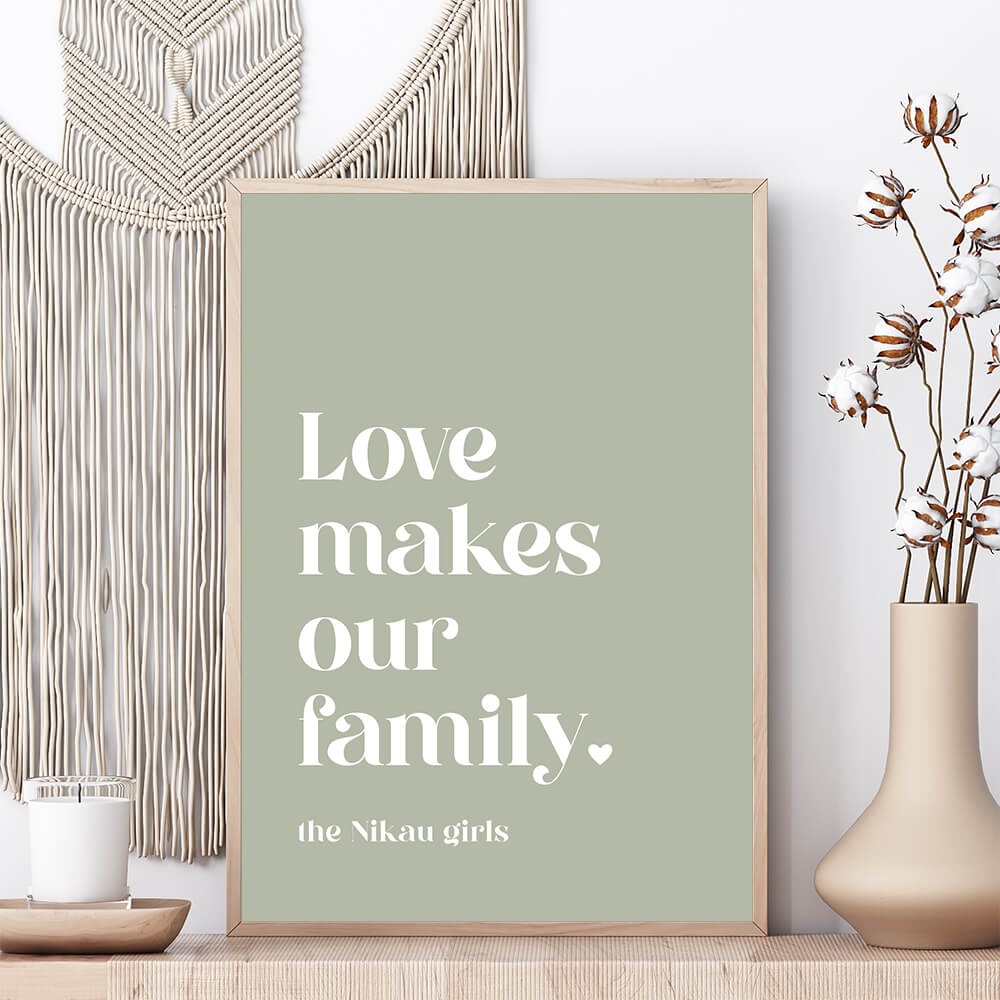 Love makes our family customised family print