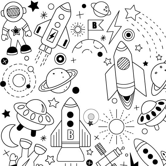 custom space explorer alphabet art detail