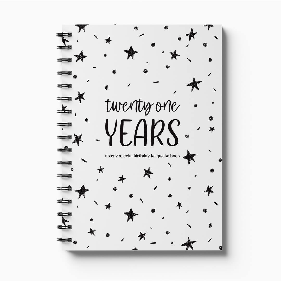21 Years Keepsake Book front cover, birthday letter book for children by Paper Heart Design