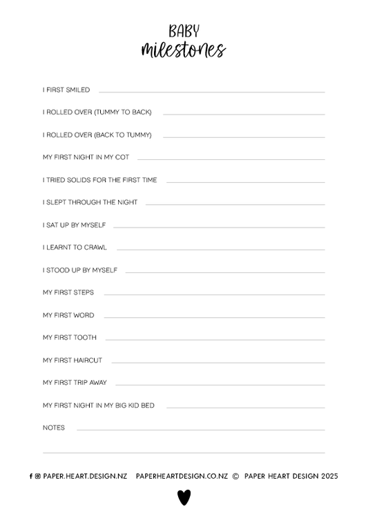 Free Printable Baby Milestone Tracker | First-Year Milestones