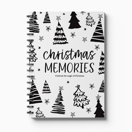 Christmas Memories keepsake book front cover on white background, NZ designed Christmas memory book by Paper Heart Design