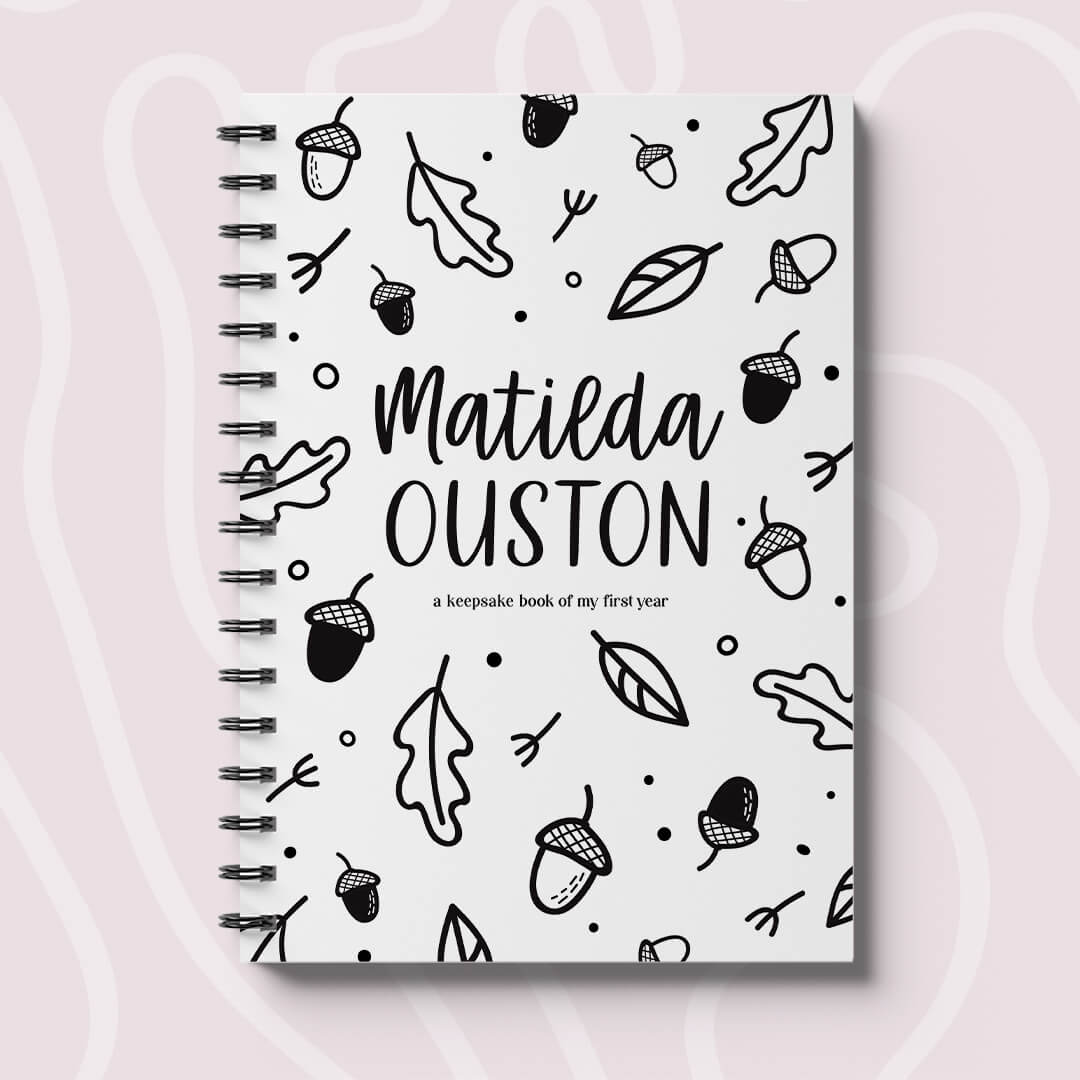 Custom cover personalised baby milestone book
