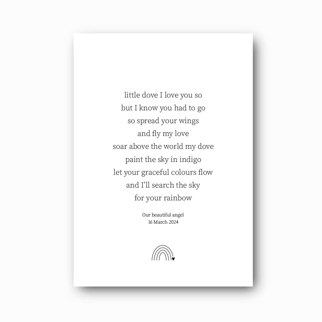 Little Dove miscarriage keepsake print NZ