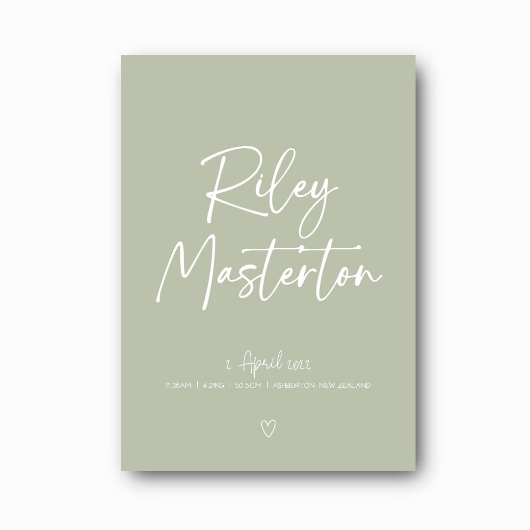 Custom signature birth print NZ