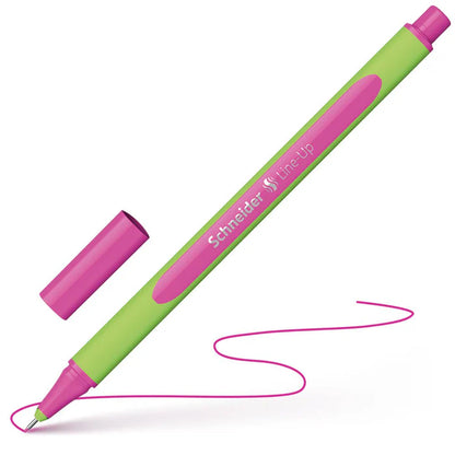 Schneider fineline pen in Fashion Pink ink on angle with pink squiggly line, non-bleed journal pen by Paper Heart Design