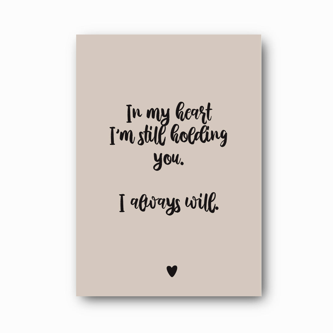 In My Heart memorial print sample in beige with black text on white background, Hope Collection print by Paper Heart Design NZ