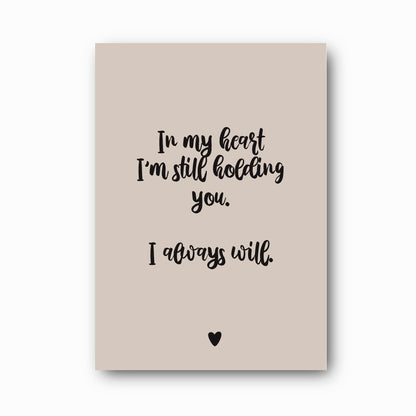 In My Heart memorial print sample in beige with black text on white background, Hope Collection print by Paper Heart Design NZ