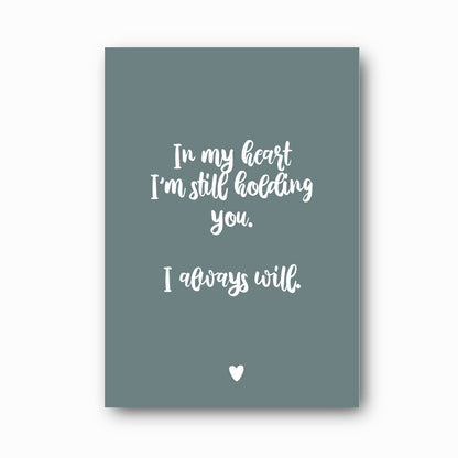 In My Heart memorial print sample in sage with white text on white background, Hope Collection print by Paper Heart Design NZ
