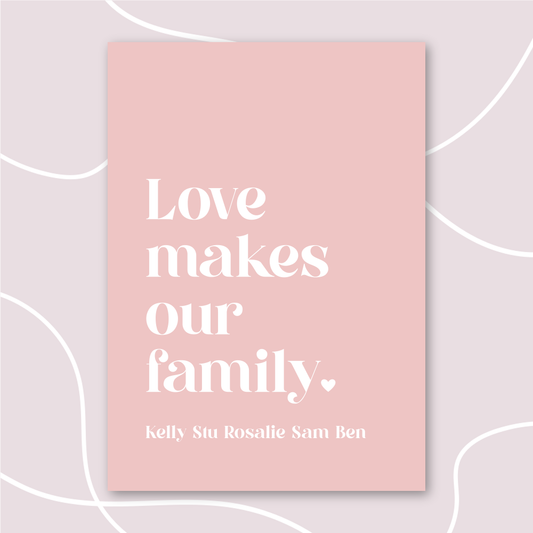 Love makes our family personalised family print