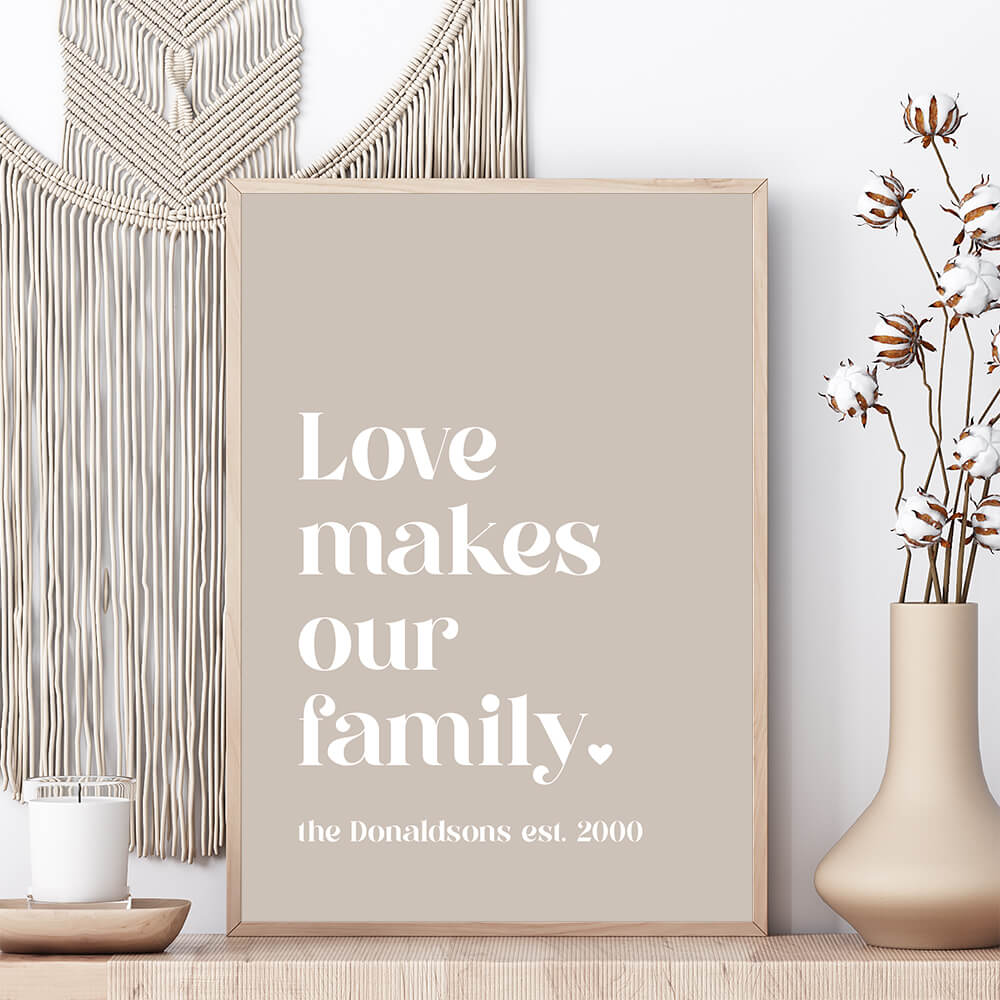 Love makes our family customised art print