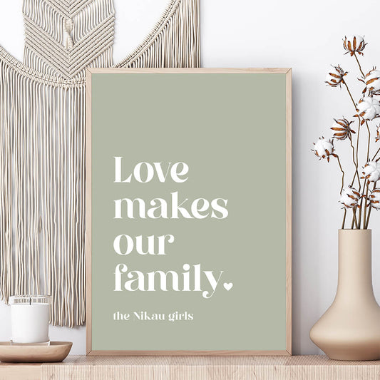 Love makes our family customised family print
