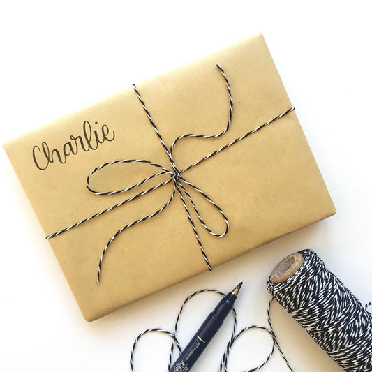 Hand lettered gift wrapping