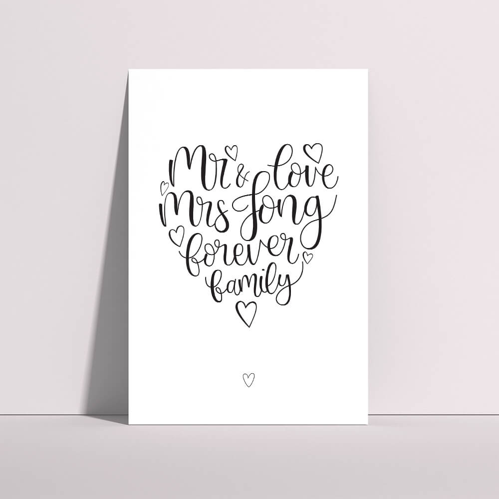 hand lettered wedding anniversary print