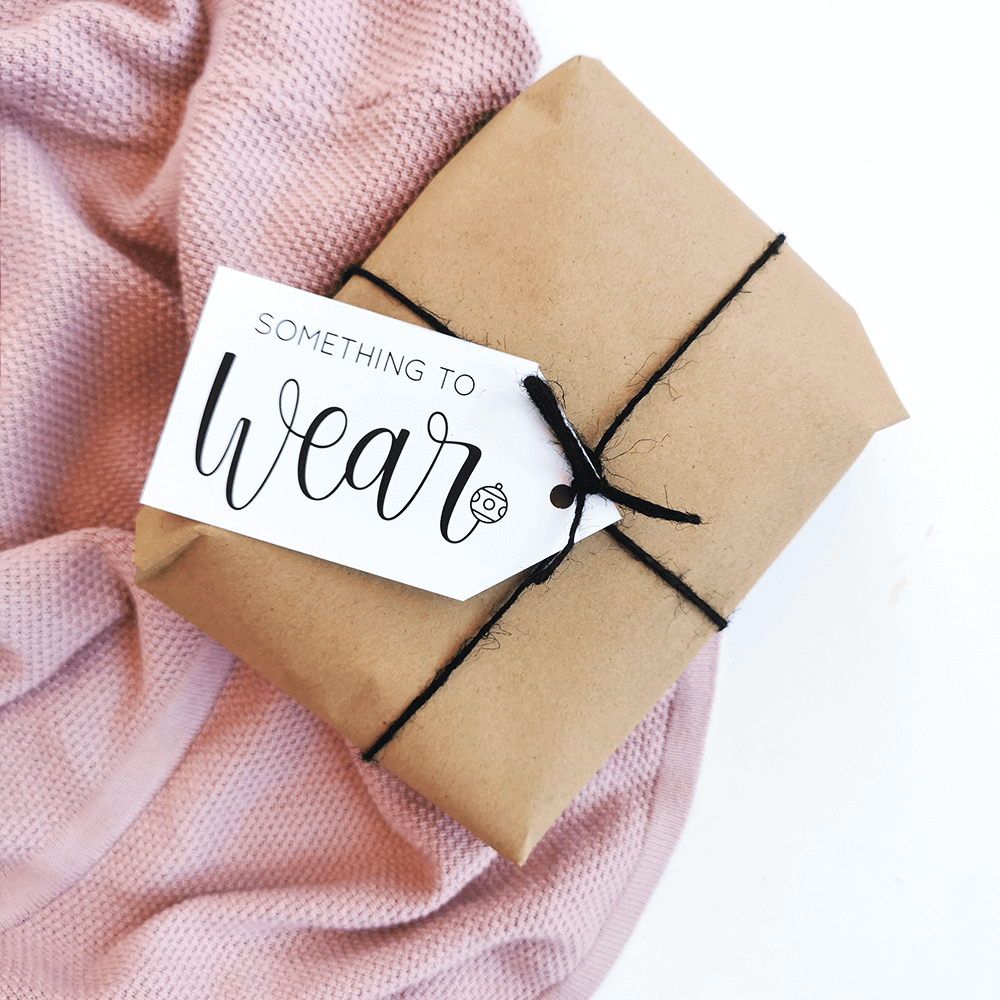 Want Need Wear Read hand lettered Christmas tags